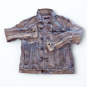 Able Merly Distressed Denim Jacket Women's XL Normcore Classic